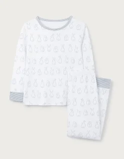 Organic Cotton Blend Slim Fit Bunny Outline Pyjamas (2–12yrs)