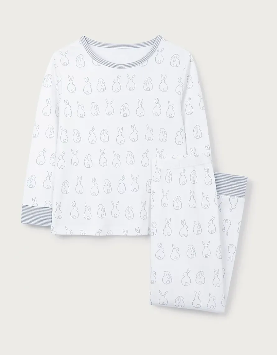 Organic Cotton Blend Slim Fit Bunny Outline Pyjamas (2–12yrs)