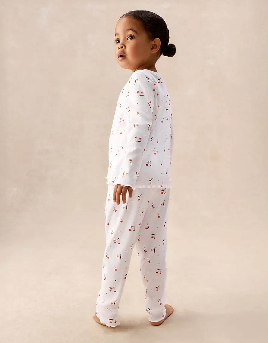 Organic Cotton Blend Slim Fit Cherry Print Pyjamas (2–12yrs)