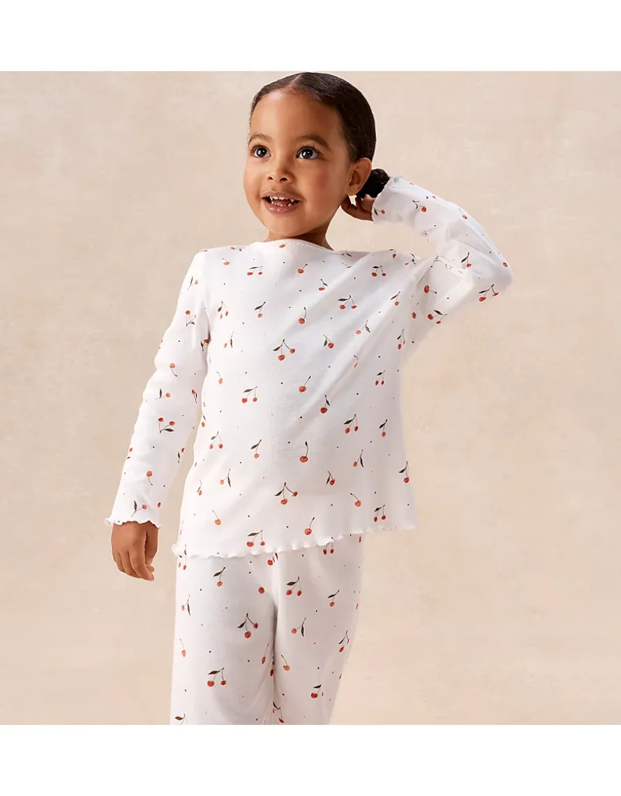 Organic Cotton Blend Slim Fit Cherry Print Pyjamas (2–12yrs)