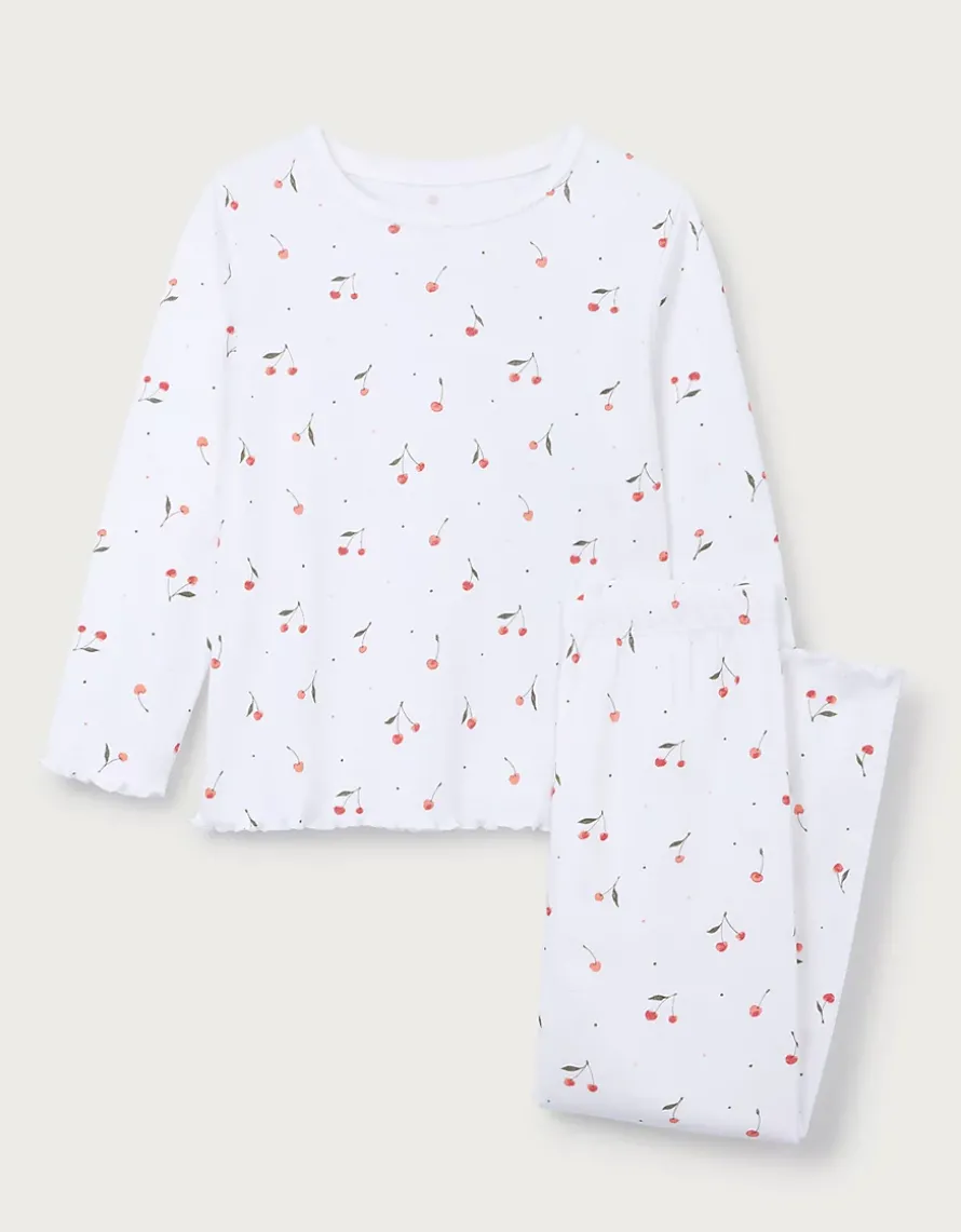 Organic Cotton Blend Slim Fit Cherry Print Pyjamas (2–12yrs)