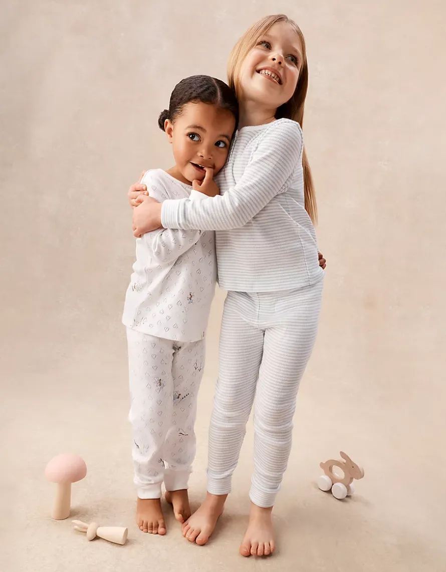 Organic Cotton Blend Slim Fit Fairy & Stripe Pyjamas — Set of 2 (2–12yrs)