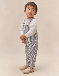 Organic Cotton Blend Stripe Dungarees & Top Set (0–4yrs)