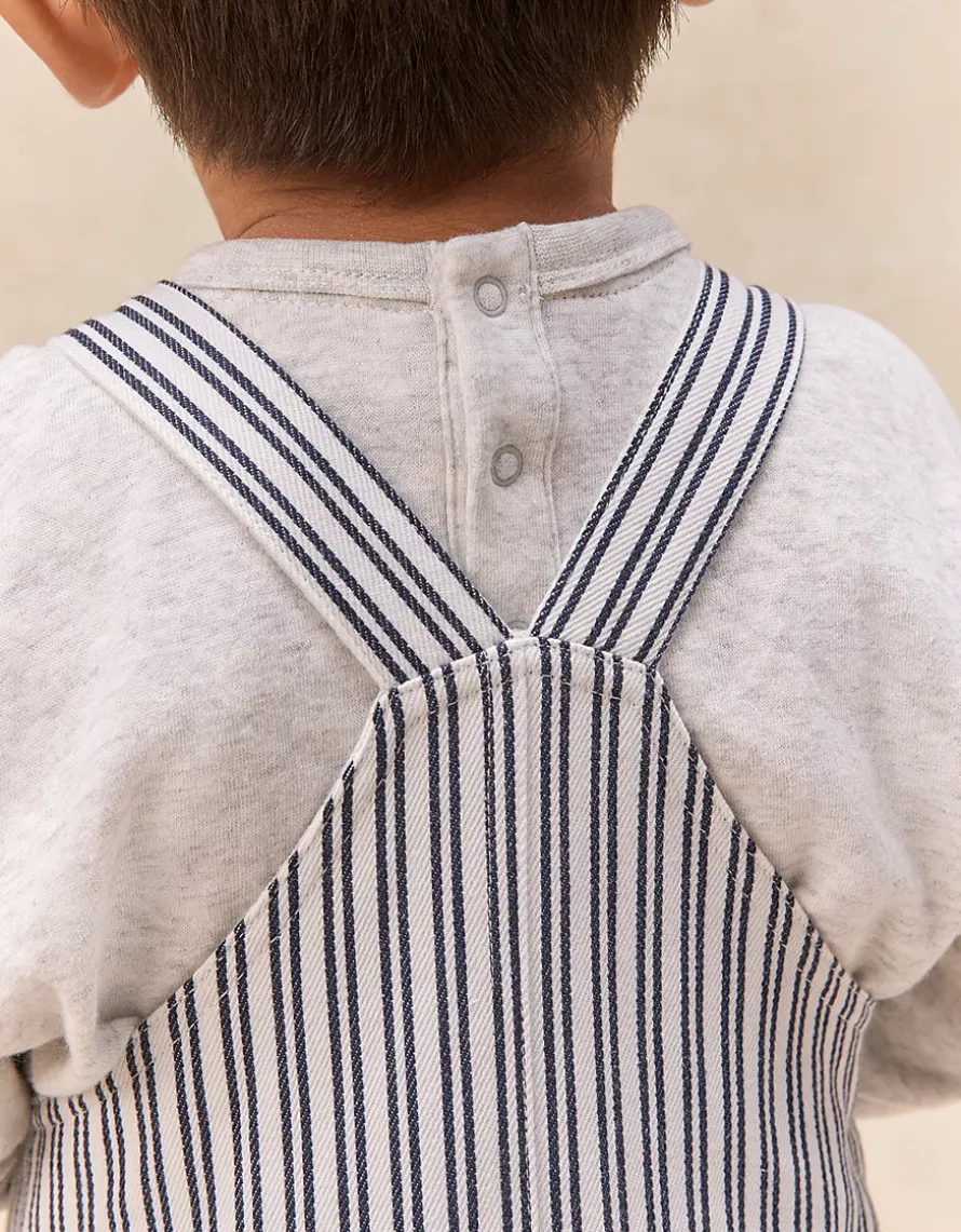 Organic Cotton Blend Stripe Dungarees & Top Set (0–4yrs)