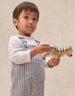 Organic Cotton Blend Stripe Dungarees & Top Set (0–4yrs)
