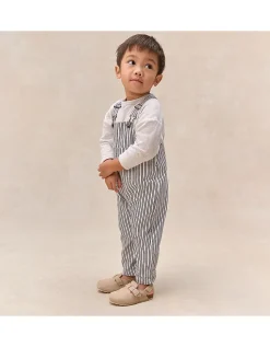 Organic Cotton Blend Stripe Dungarees & Top Set (0–4yrs)