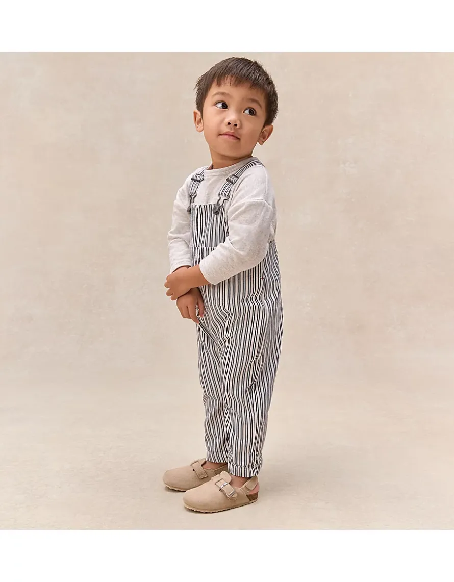 Organic Cotton Blend Stripe Dungarees & Top Set (0–4yrs)