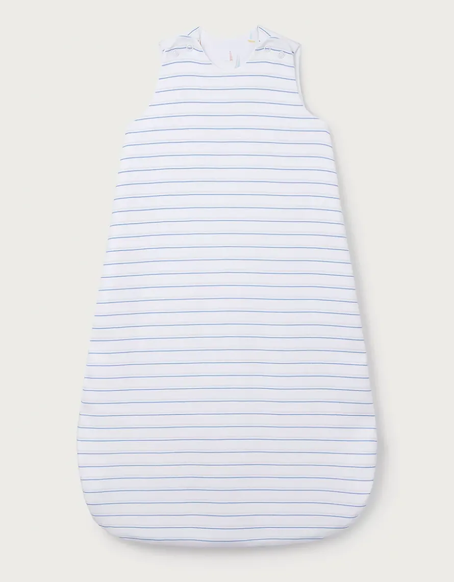 Organic Cotton Blend Watercolour Boat & Stripe Reversible Sleeping Bag – 1.0 Tog
