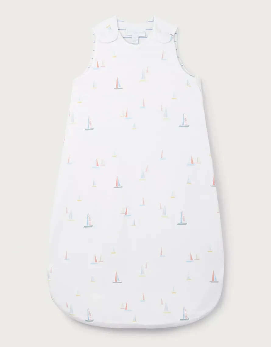 Organic Cotton Blend Watercolour Boat & Stripe Reversible Sleeping Bag – 1.0 Tog