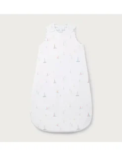 Organic Cotton Blend Watercolour Boat & Stripe Reversible Sleeping Bag – 1.0 Tog