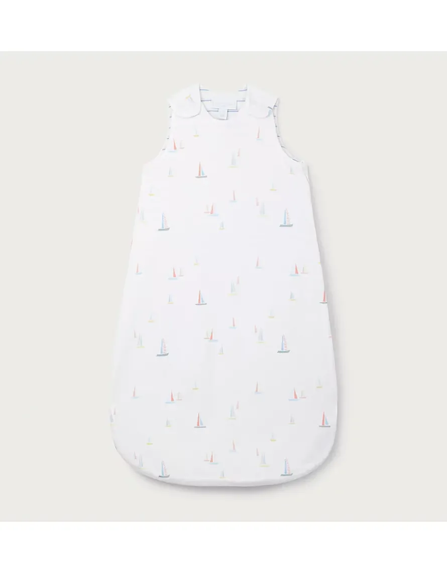 Organic Cotton Blend Watercolour Boat & Stripe Reversible Sleeping Bag – 1.0 Tog