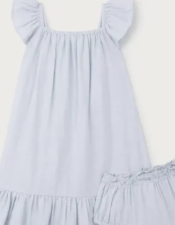 Organic Cotton Blue Broderie Frill Dress (0–4yrs)