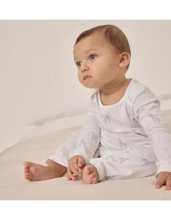 Organic Cotton Blue Giraffe Print Sleepsuit (0–24mths)