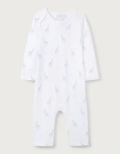 Organic Cotton Blue Giraffe Print Sleepsuit (0–24mths)
