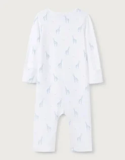 Organic Cotton Blue Giraffe Print Sleepsuit (0–24mths)