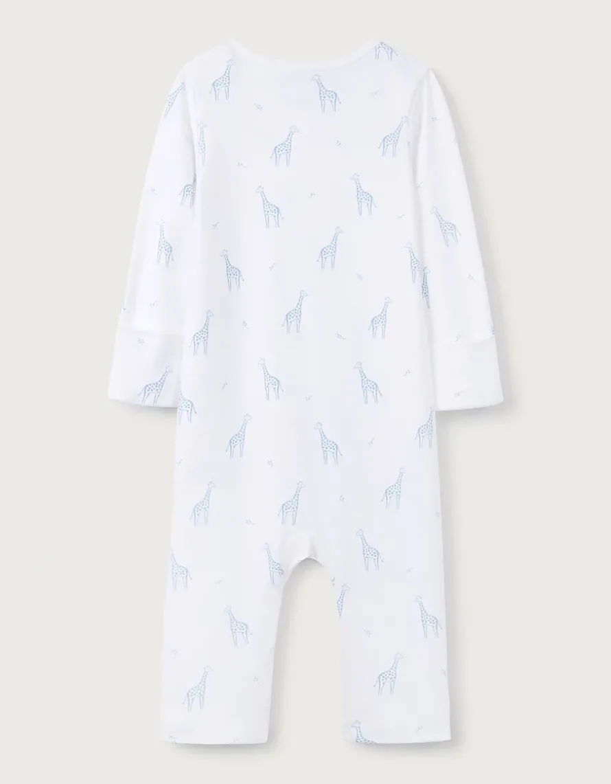 Organic Cotton Blue Giraffe Print Sleepsuit (0–24mths)