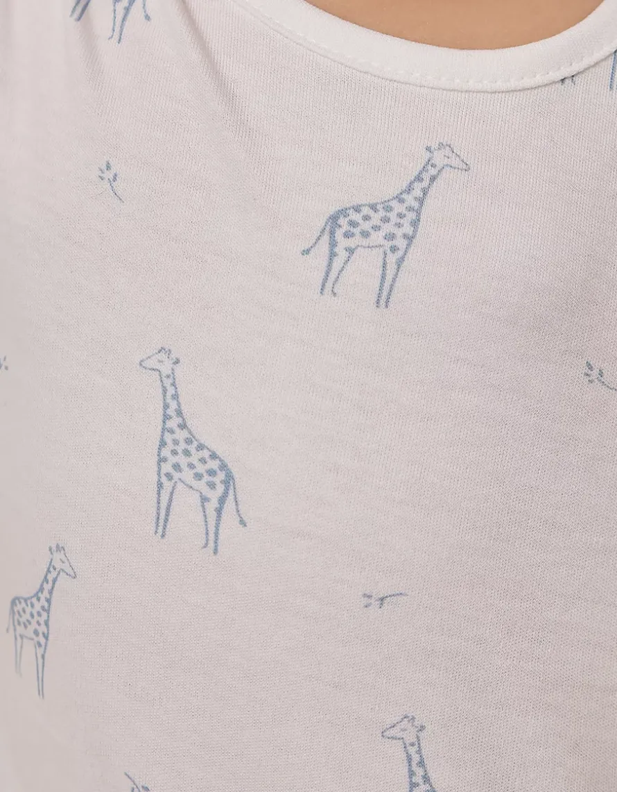 Organic Cotton Blue Giraffe Print Sleepsuit (0–24mths)