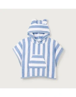 Organic Cotton Blue Stripe Towelling Hoodie (0–4yrs)