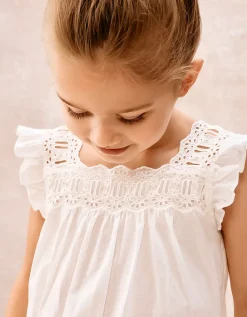 Organic Cotton Broderie Flutter Sleeve Shortie Pyjamas (2–12yrs)
