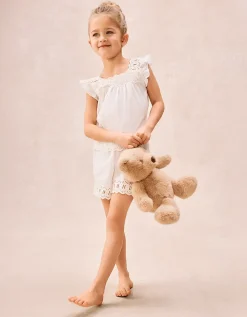 Organic Cotton Broderie Flutter Sleeve Shortie Pyjamas (2–12yrs)