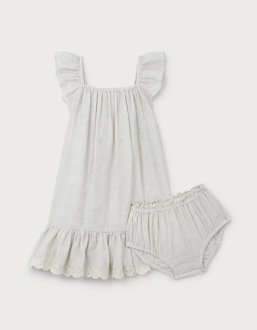 Organic Cotton Broderie Frill Dress (0–4yrs)