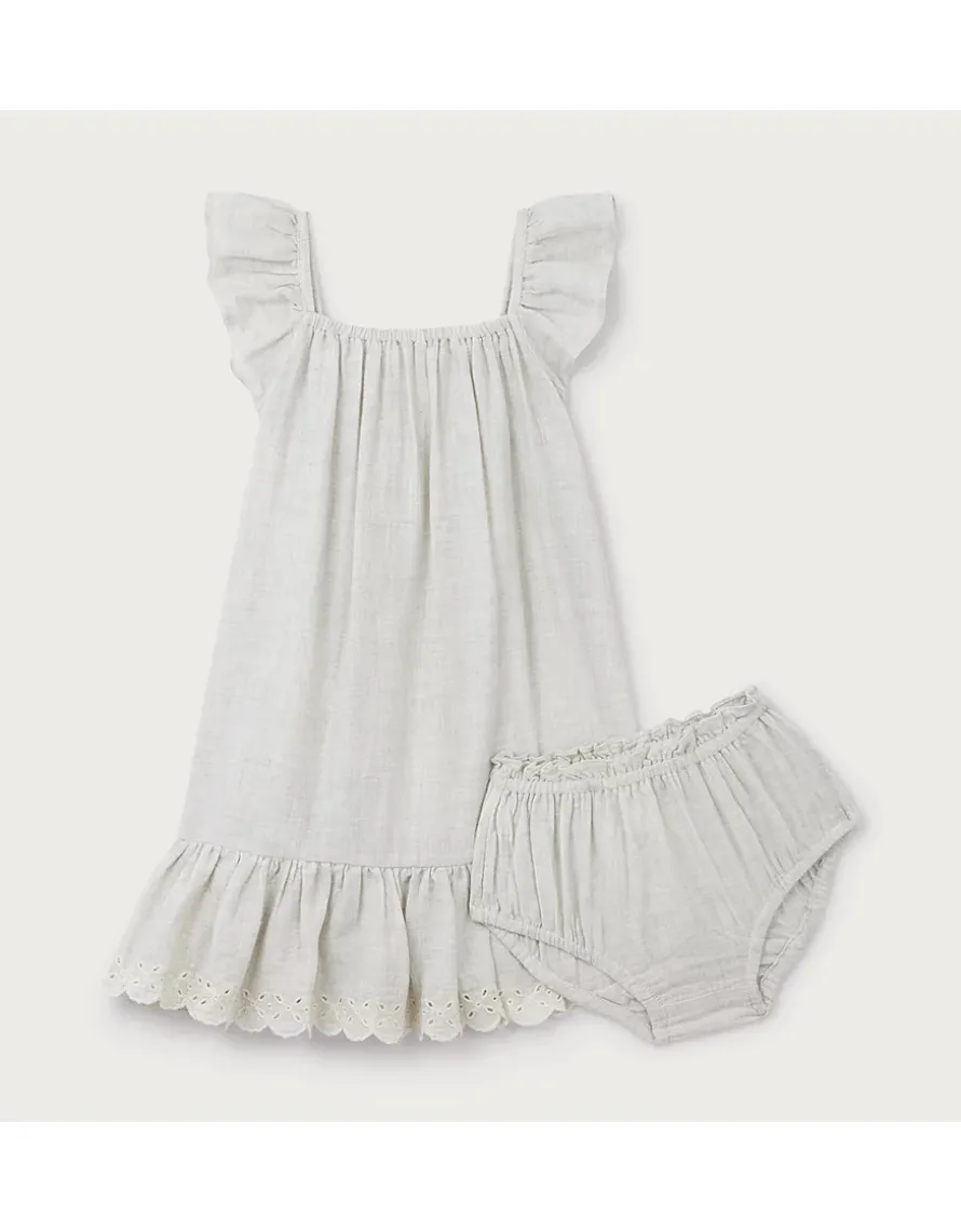Organic Cotton Broderie Frill Dress (0–4yrs)