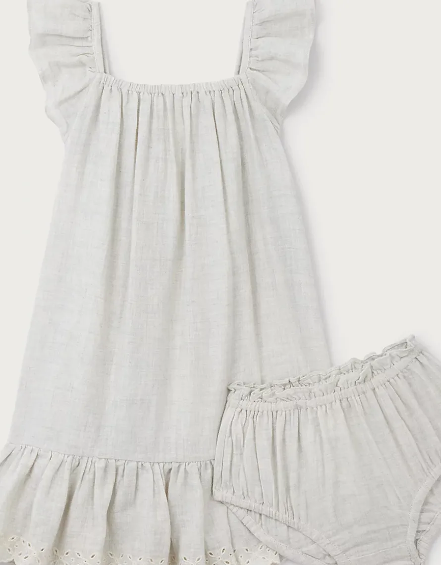 Organic Cotton Broderie Frill Dress (0–4yrs)
