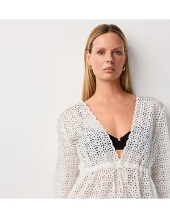 Organic Cotton Broderie Midi Beach Cover Up