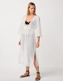 Organic Cotton Broderie Midi Beach Cover Up