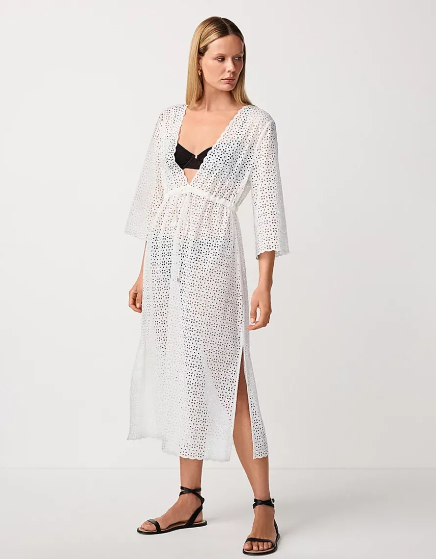 Organic Cotton Broderie Midi Beach Cover Up