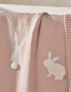 Organic Cotton Bunny Intarsia Baby Blanket