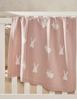 Organic Cotton Bunny Intarsia Baby Blanket