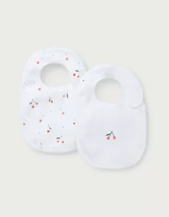 Organic Cotton Cherry Bibs — Set of 2
