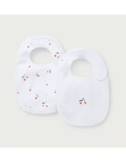 Organic Cotton Cherry Bibs — Set of 2