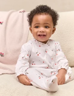 Organic Cotton Cherry Frill Wrap Sleepsuit (0–24mths)