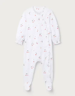 Organic Cotton Cherry Frill Wrap Sleepsuit (0–24mths)