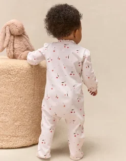 Organic Cotton Cherry Frill Wrap Sleepsuit (0–24mths)