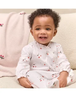 Organic Cotton Cherry Frill Wrap Sleepsuit (0–24mths)