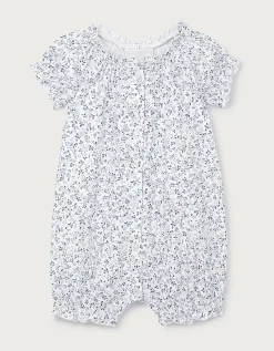 Organic Cotton Clementine Floral Frill Shortie Sleepsuit (0–2yrs)