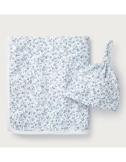 Organic Cotton Clementine Print Blanket & Hat Set (0–12mths)