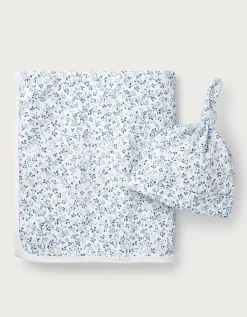 Organic Cotton Clementine Print Blanket & Hat Set (0–12mths)