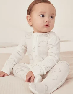 Organic Cotton Cloud Rib Zip Sleepsuit (0–24mths)