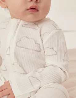 Organic Cotton Cloud Rib Zip Sleepsuit (0–24mths)
