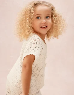 Organic Cotton Crochet Flower Top & Shorts Set (0–4yrs)
