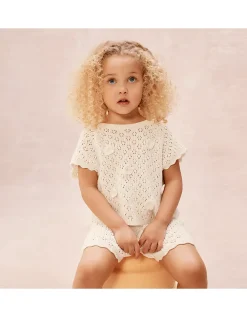 Organic Cotton Crochet Flower Top & Shorts Set (0–4yrs)