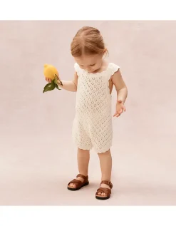 Organic Cotton Crochet Frill Romper (0–2yrs)