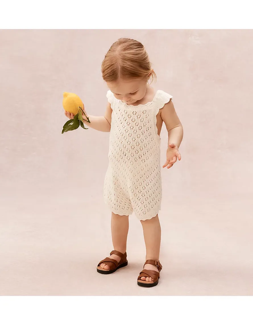 Organic Cotton Crochet Frill Romper (0–2yrs)