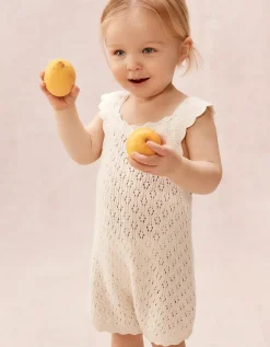 Organic Cotton Crochet Frill Romper (0–2yrs)
