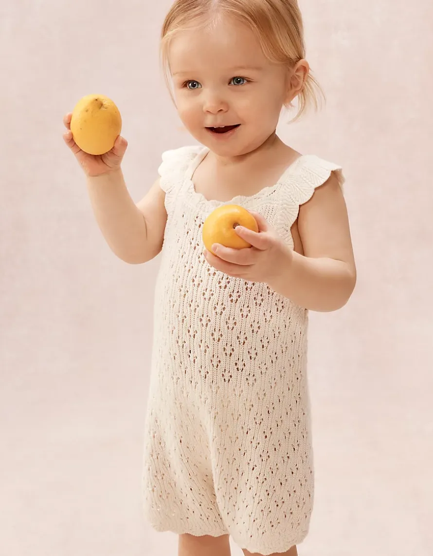 Organic Cotton Crochet Frill Romper (0–2yrs)