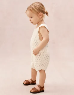 Organic Cotton Crochet Frill Romper (0–2yrs)
